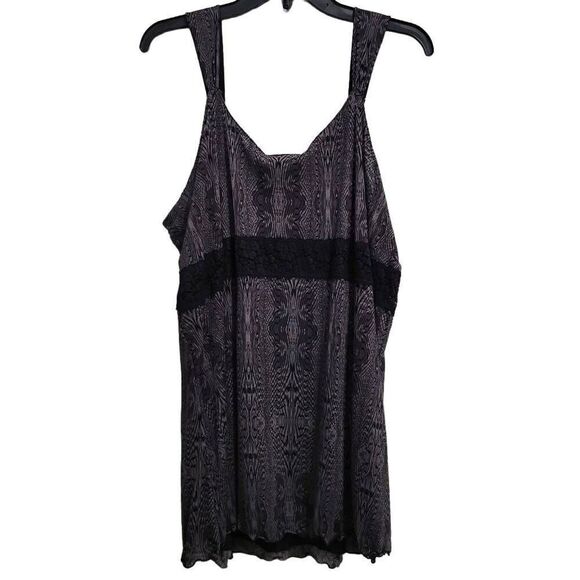 Avenue Size 2628 Lace Cami‎ Tank Top Black Gray Women's Plus Camisole - Picture 2 of 8